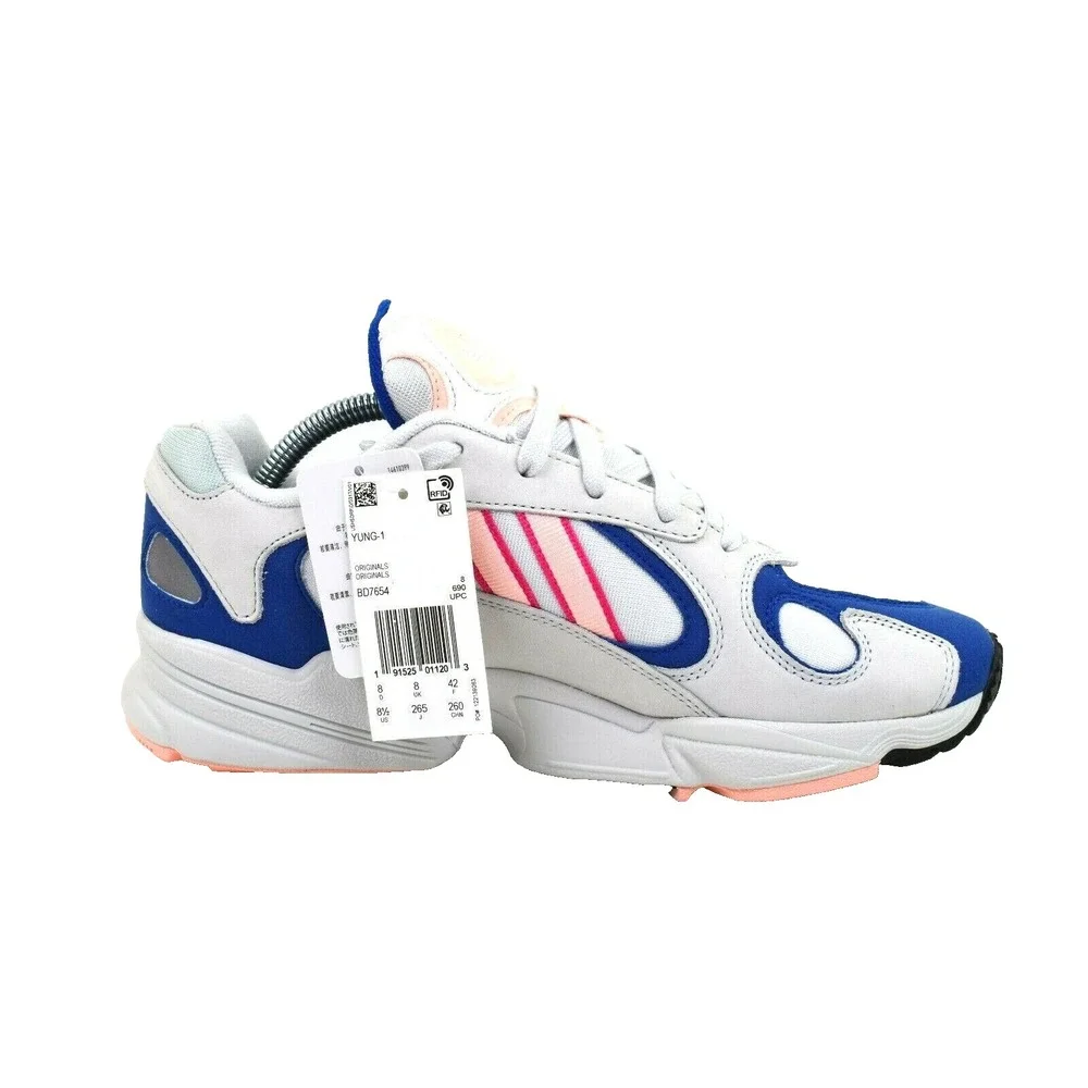 Adidas Yung-1 Men's Blue Light Coral Leather Athletic Sneaker Shoe Sz 8.5 BD7654